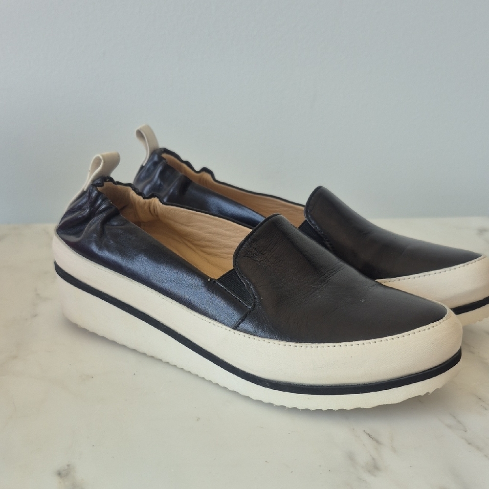 Elegant Black and White Women's Wedge Shoes